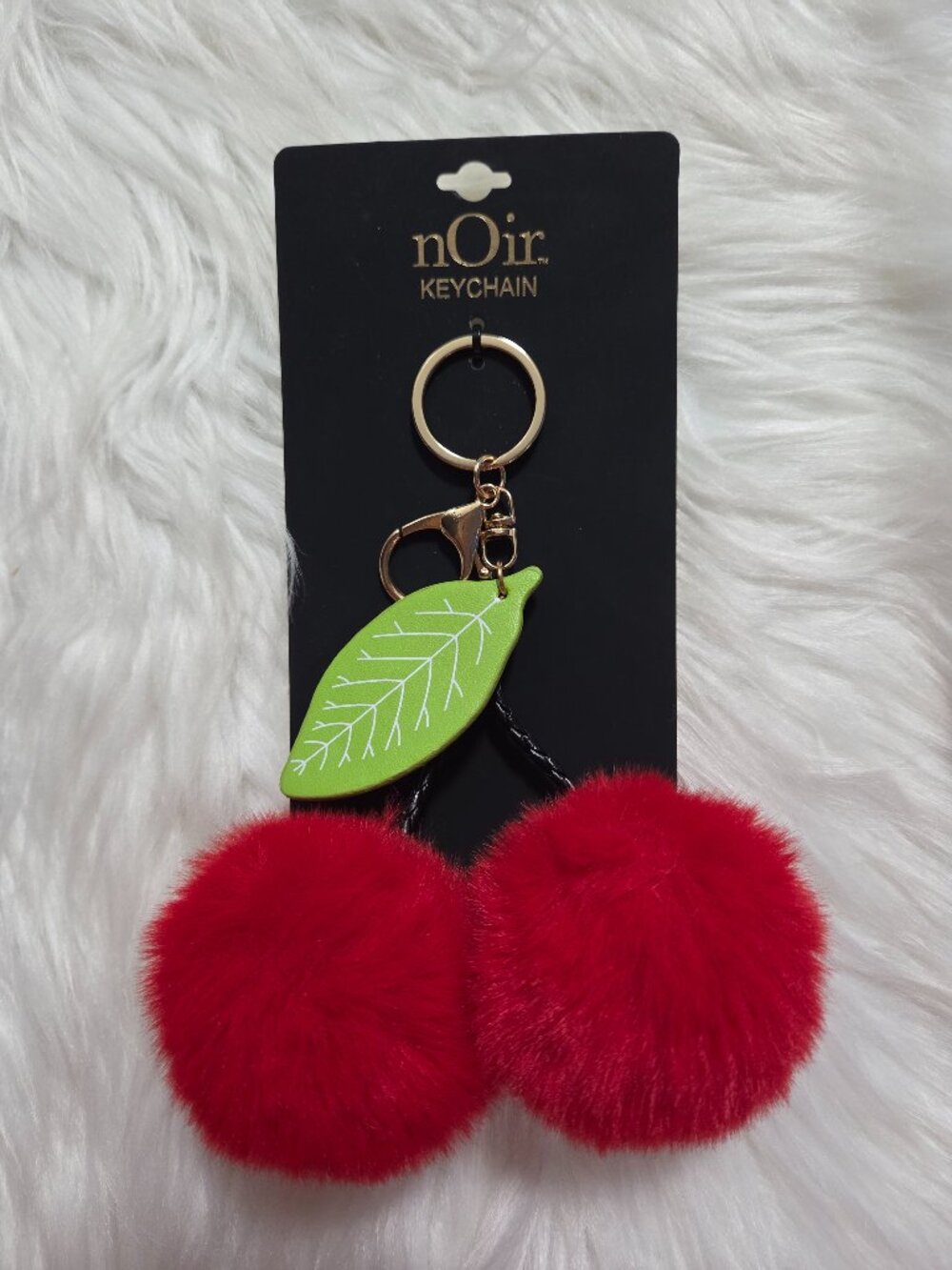 Noir PomPom Cherry Keychain